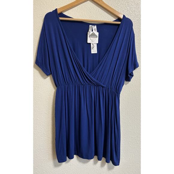 Maternity Nurture by Lamaze Sz XL Nursing Sleep Chemise Blue Elastic Waist - Picture 1 of 9